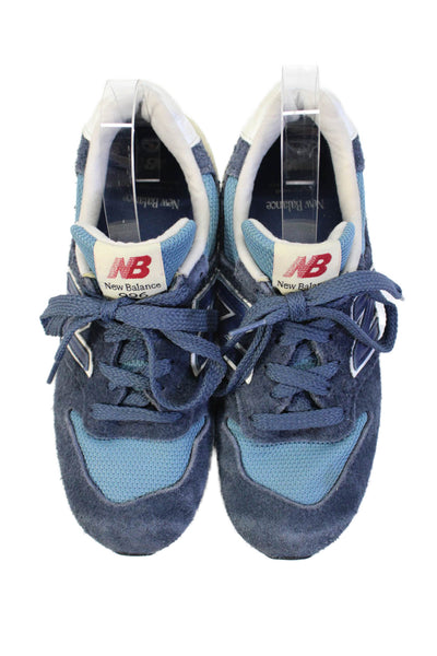 New Balance Womens Lace Up Logo Suede Knit Trainers Sneakers Navy Size 5