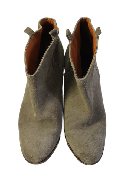Isabel Marant Womens Slip On Block Heel Round Toe Booties Brown Suede Size 37