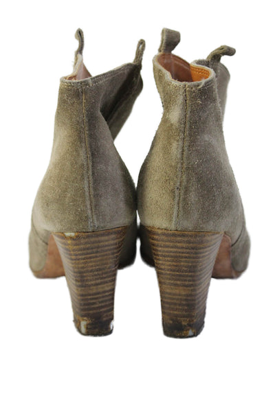 Isabel Marant Womens Slip On Block Heel Round Toe Booties Brown Suede Size 37