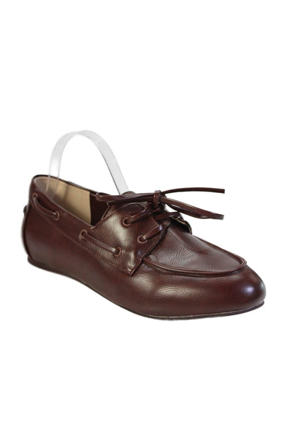 Funny She Jill Womens Slip On Lace Up Bow Leather Loafers Brown Size 11.5