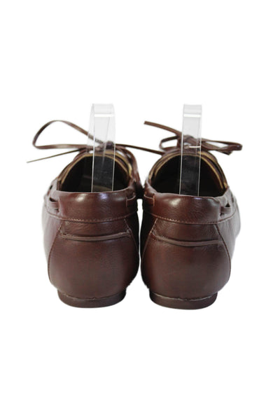 Funny She Jill Womens Slip On Lace Up Bow Leather Loafers Brown Size 11.5