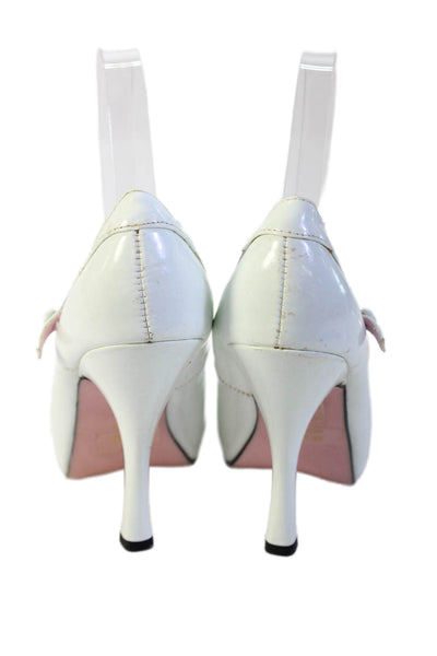 Leg Avenue Womens Stiletto Patent Leather Mary Jane Pumps White Size 6