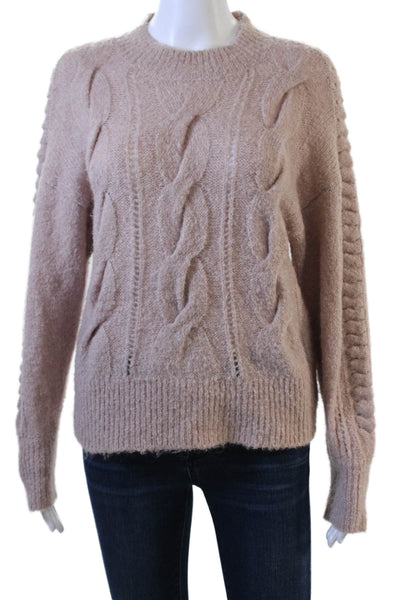 Rebecca Taylor Womens Pullover Sweater Beige Crew Neck Long Sleeve Size L