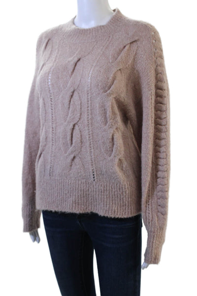 Rebecca Taylor Womens Pullover Sweater Beige Crew Neck Long Sleeve Size L