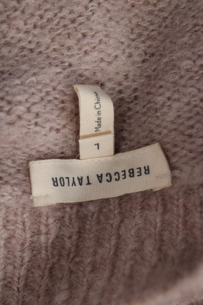 Rebecca Taylor Womens Pullover Sweater Beige Crew Neck Long Sleeve Size L