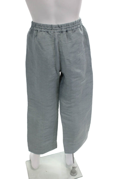 QL2 Unisex Cropped Gray Hemp Silk Drawstring Bohemian Pants Size 42