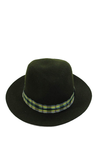 Raffaello Bettini Mens Wool Embellished Fedora Hat Dark Green Size 57