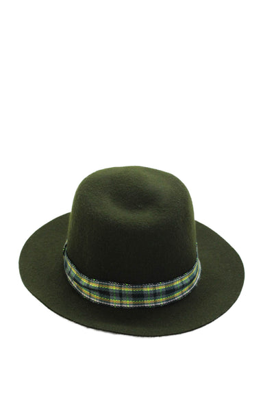 Raffaello Bettini Mens Wool Embellished Fedora Hat Dark Green Size 57