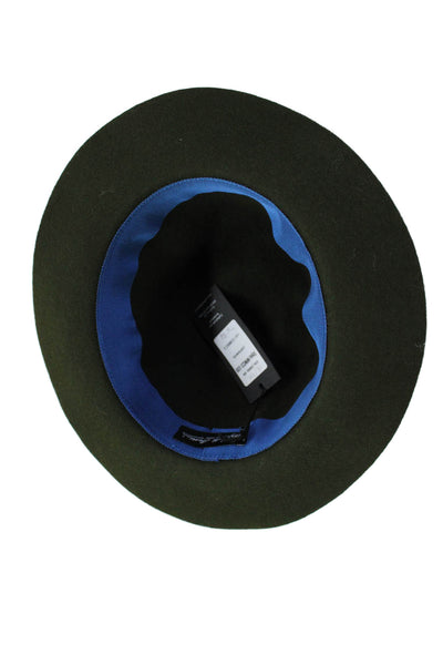 Raffaello Bettini Mens Wool Embellished Fedora Hat Dark Green Size 57
