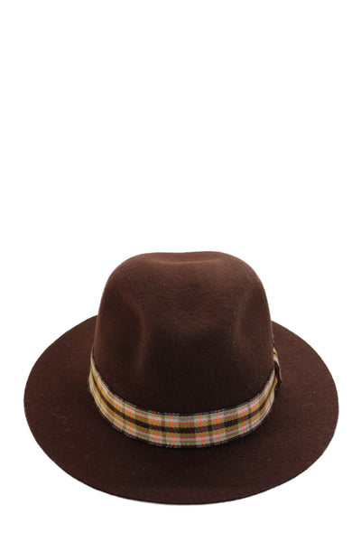 Raffaello Bettini Mens Wool Embellished Fedora Hat Dark Brown Size 57