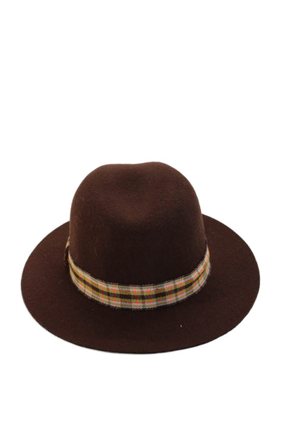 Raffaello Bettini Mens Wool Embellished Fedora Hat Dark Brown Size 57