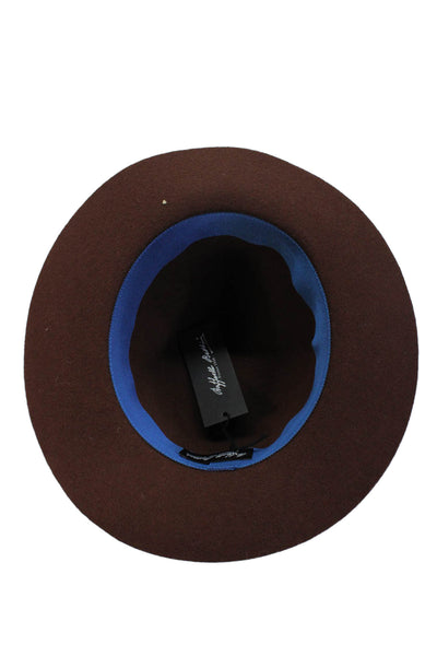 Raffaello Bettini Mens Wool Embellished Fedora Hat Dark Brown Size 57