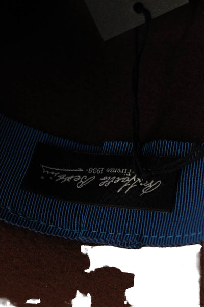 Raffaello Bettini Mens Wool Embellished Fedora Hat Dark Brown Size 57