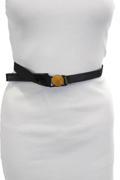 Gavazzeni Italy Womens Embellished Strap On Skinny Alyssa Belt Black Brown Sz 80