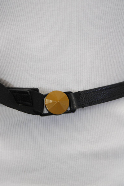 Gavazzeni Italy Womens Embellished Strap On Skinny Alyssa Belt Black Brown Sz 80