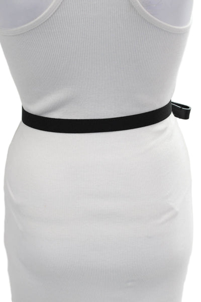 Gavazzeni Italy Womens Embellished Strap On Skinny Alyssa Belt Black Brown Sz 80