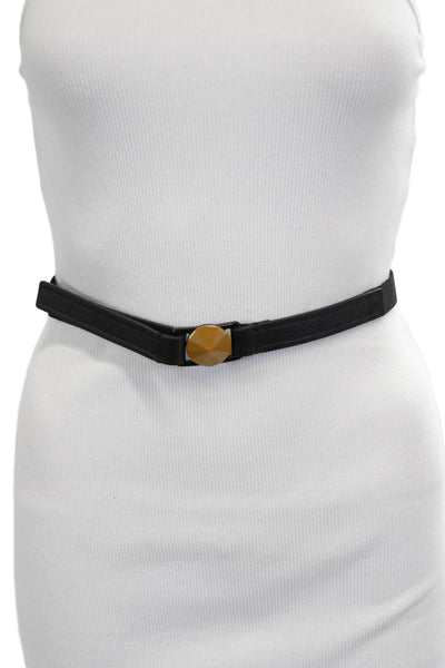 Gavazzeni Italy Womens Embellished Strap On Skinny Alyssa Belt Black Brown Sz 80