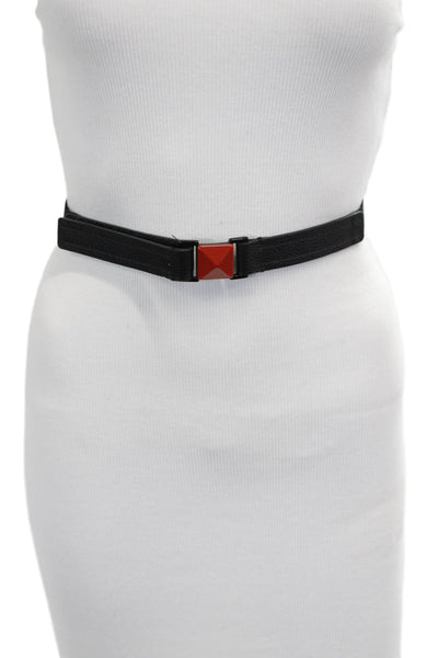 Gavazzeni Italy Womens Embellished Elastic Strap On Eva Belt Red Black Sz 80