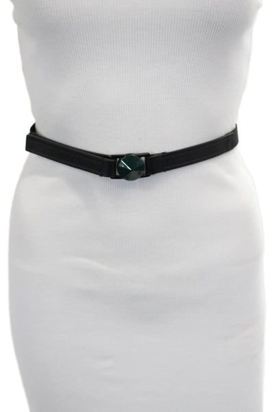 Gavazzeni Italy Womens Embellished Elastic Alyssa Skinny Belt Green Size 80