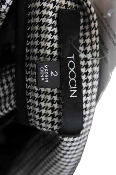 Toccin Womens Dress Pants Black Check Button Closure Size 2
