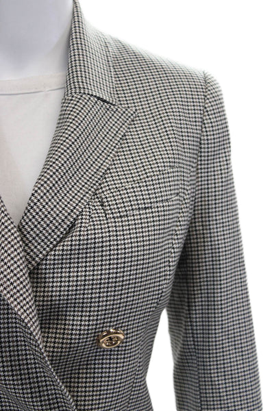 Toccin Womens Black Checked Collared Button Blazer Long Sleeve Size 2