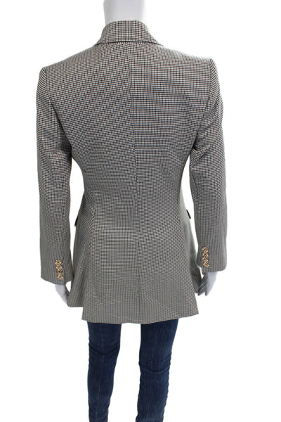 Toccin Womens Black Checked Collared Button Blazer Long Sleeve Size 2
