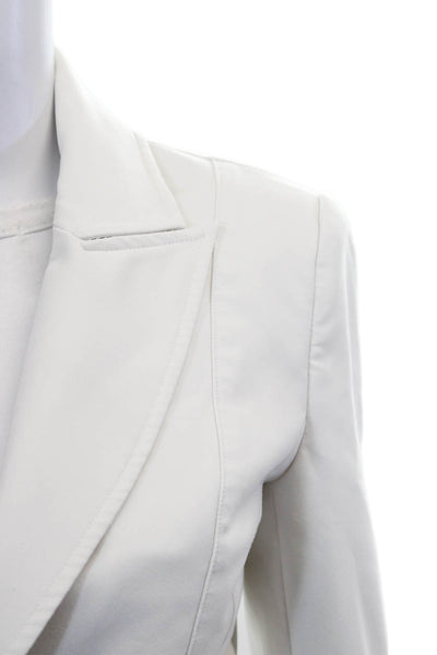 Toccin Womens White Collared Button Blazer Long Sleeve Classic Size 2