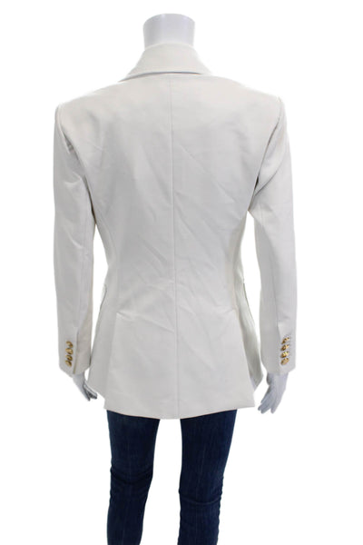 Toccin Womens White Collared Button Blazer Long Sleeve Classic Size 2