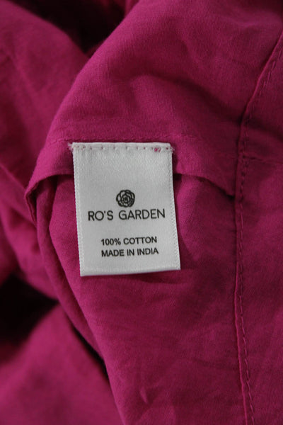 Ro's Garden Womens Boho High Neck Buttonup Cotton Blouse Pink Size XS