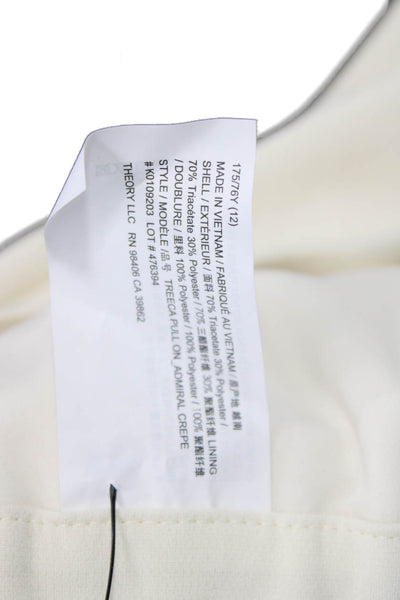 Theory Womens Cropped Ankle Dress Pants White Triacetate Polyester Size 12
