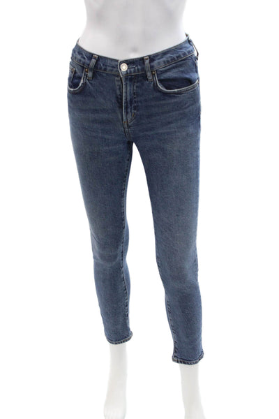 Agolde Womens Ankle Skinny Jeans Blue Mid Rise Size 24