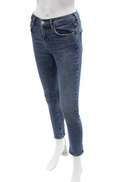 Agolde Womens Ankle Skinny Jeans Blue Mid Rise Size 24