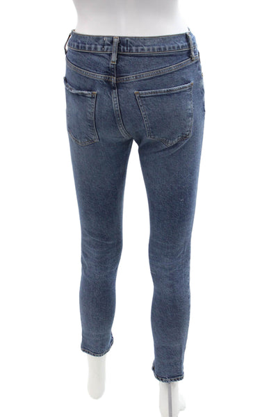 Agolde Womens Ankle Skinny Jeans Blue Mid Rise Size 24