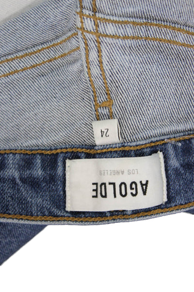 Agolde Womens Ankle Skinny Jeans Blue Mid Rise Size 24