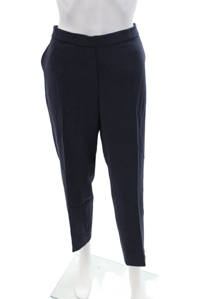 Theory Women Ankle Dress Pants Dark Blue Cotton Nylon Elastane Size 12