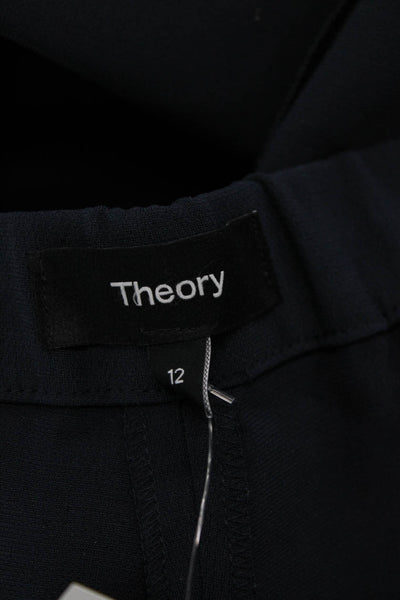 Theory Women Ankle Dress Pants Dark Blue Cotton Nylon Elastane Size 12