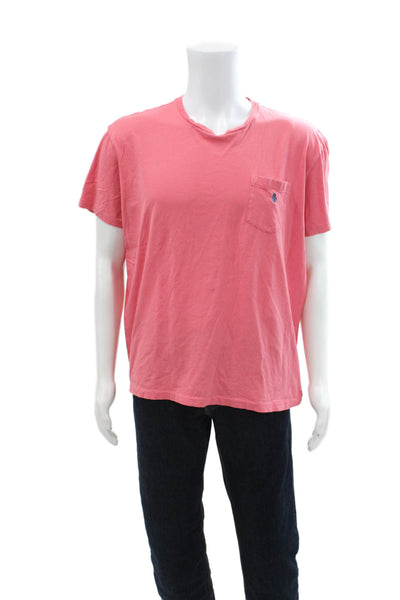 Polo Ralph Lauren Mens Pink Cotton Crew Neck T Shirt Size L