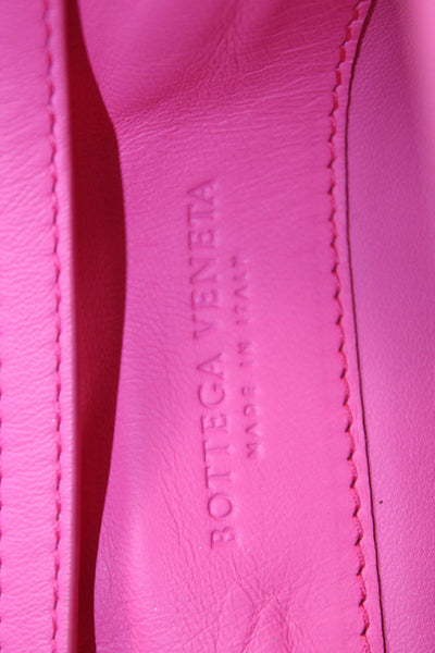 Bottega Veneta Womens Leather Woven Shoulder Bag Pink