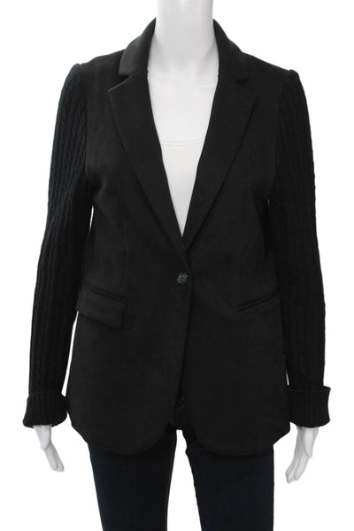 Splendid Womens Black Collared Blazer Button Long Sleeve Size S