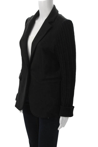 Splendid Womens Black Collared Blazer Button Long Sleeve Size S