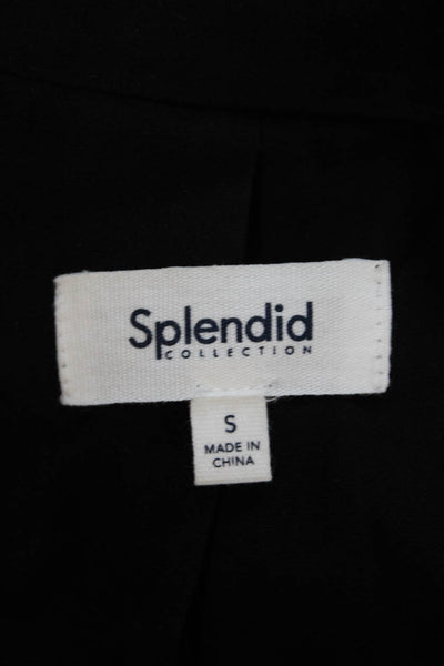 Splendid Womens Black Collared Blazer Button Long Sleeve Size S