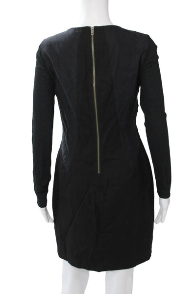 Helmut Lang Womens Sheath Mini Black Drape Neck Long Sleeve Dress Size 6