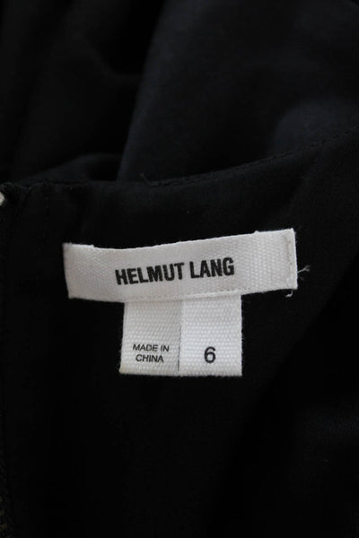 Helmut Lang Womens Sheath Mini Black Drape Neck Long Sleeve Dress Size 6