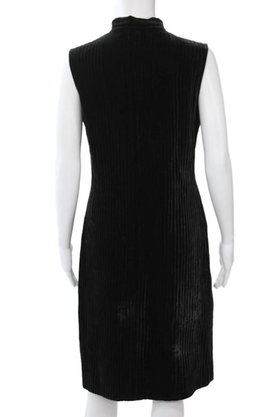 Aspesi Women Shift Dress Black Mock Neck Sleeveless Knee Length Zip Size S