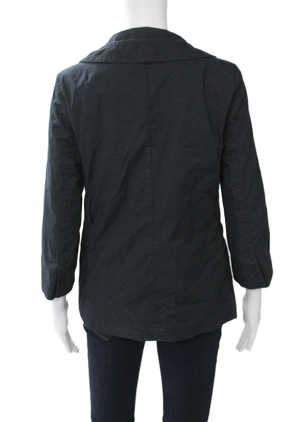 J Crew Womens Black Cotton Collared Button 3/4 Sleeve Jacket Size 6