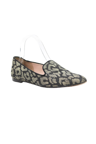 J Crew Women's Round Toe Slip-On Ballet Flats Shoes Gold/Black Size 6.5
