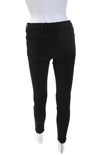 Frame Womens Skinny Ankle Jeans Black Denim High Rise Button 28 Inseam Size 27