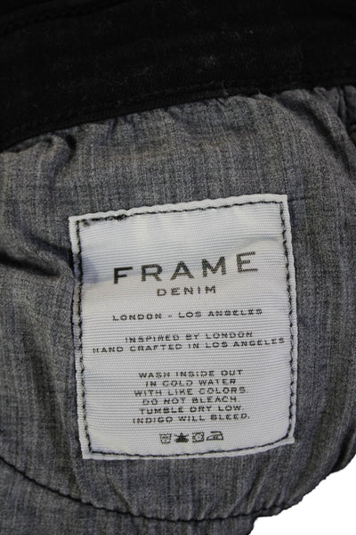 Frame Womens Skinny Ankle Jeans Black Denim High Rise Button 28 Inseam Size 27