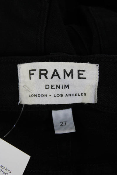 Frame Womens Skinny Ankle Jeans Black Denim High Rise Button 28 Inseam Size 27