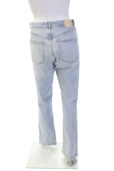 Zara Women Straight Jeans Light Blue High Rise Cotton Lyocell Elastane Size 4